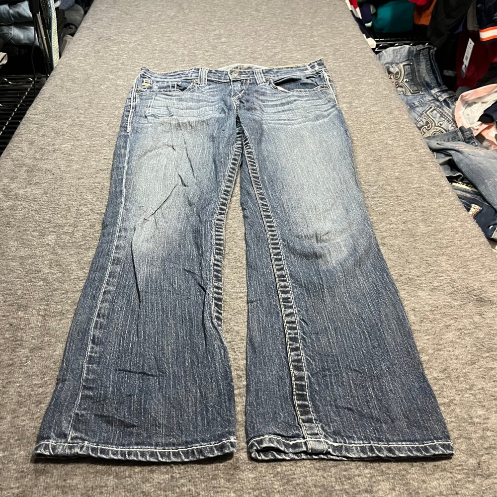 Big Star Womens Bootcut Jeans 29x28 Medium Wash Contrast Stitch Embroidered Y2K